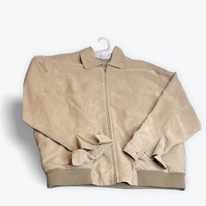 Joseph Abboud Golf Jacket Mens L Beige Full Zip‎ Collared Lightweight Coat